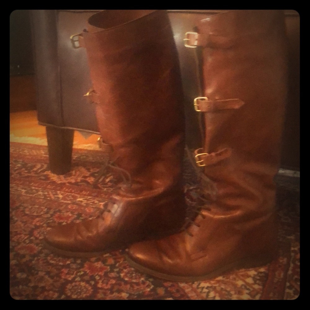 Brown Burberry riding boots